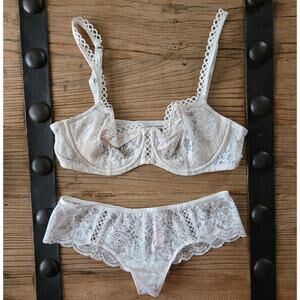 Victoria's Secret Dream Angels Pushup without Padding Bra Thong Set sz 36C/S New